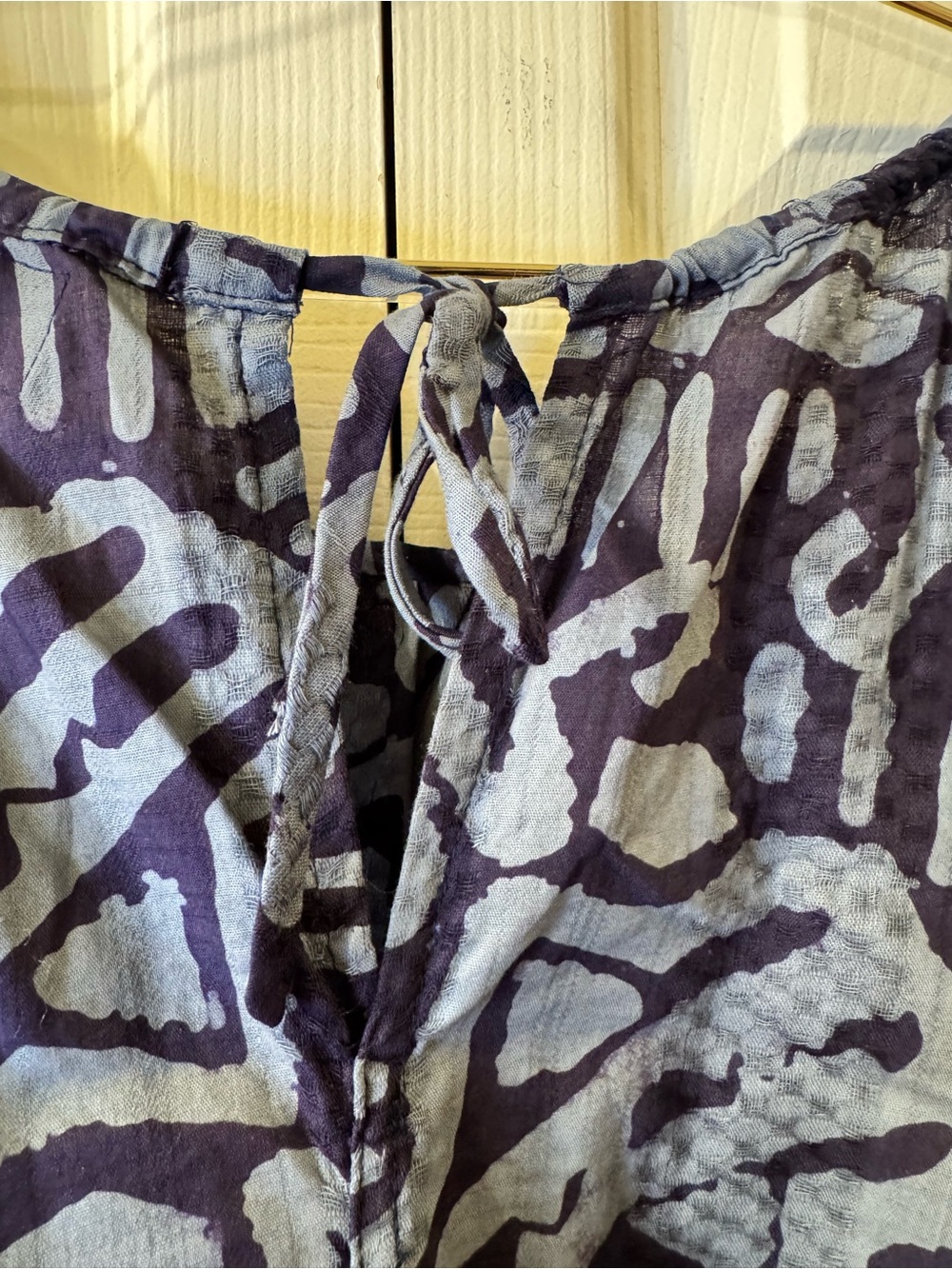 Women's Printed Navy Blue Peasant Tunic Top - Picture 4 of 6